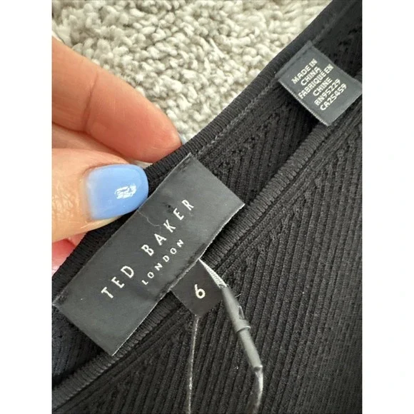 TED BAKER Tabbiaa Off The Shoulder Linen Blend Wide Leg Jumpsuit Size 6 XL/14 - Picture 6 of 16